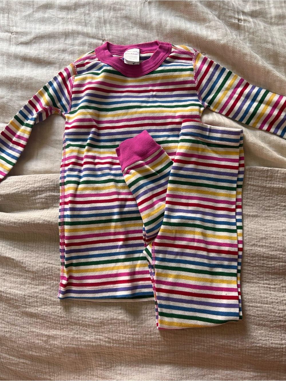 Hanna Andersson Multicolor Striped Cotton Pajama Set - Pink Trim